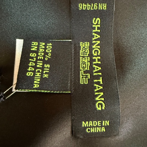 Shanghai Tang 100% Silk Scarf – Green & Black – NWT - Picture 7 of 10